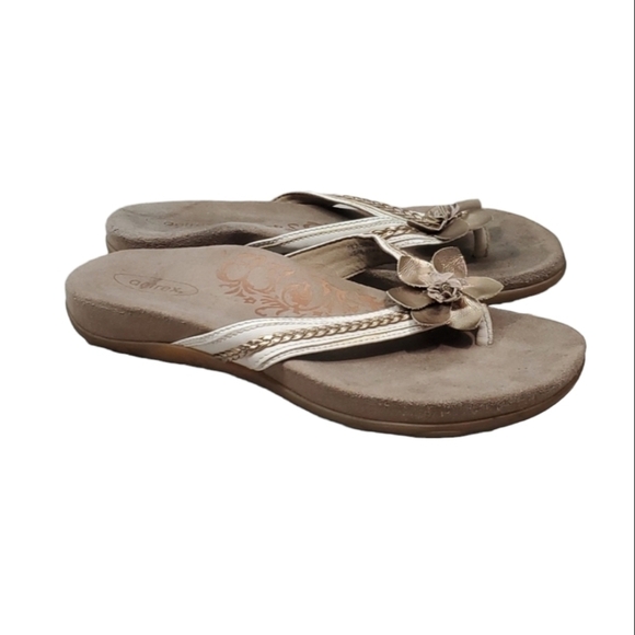 Aetrex Womens Comfort Sandals Thong Flats shoes sz 8.5 - Picture 1 of 11